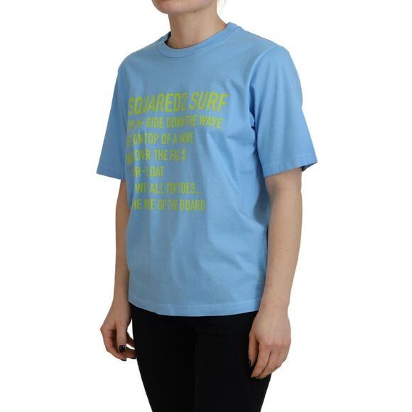 Dsquared² Blue Logo Print Cotton Crewneck Short Sleeve Women's T-shirt - Picture 2 of 5